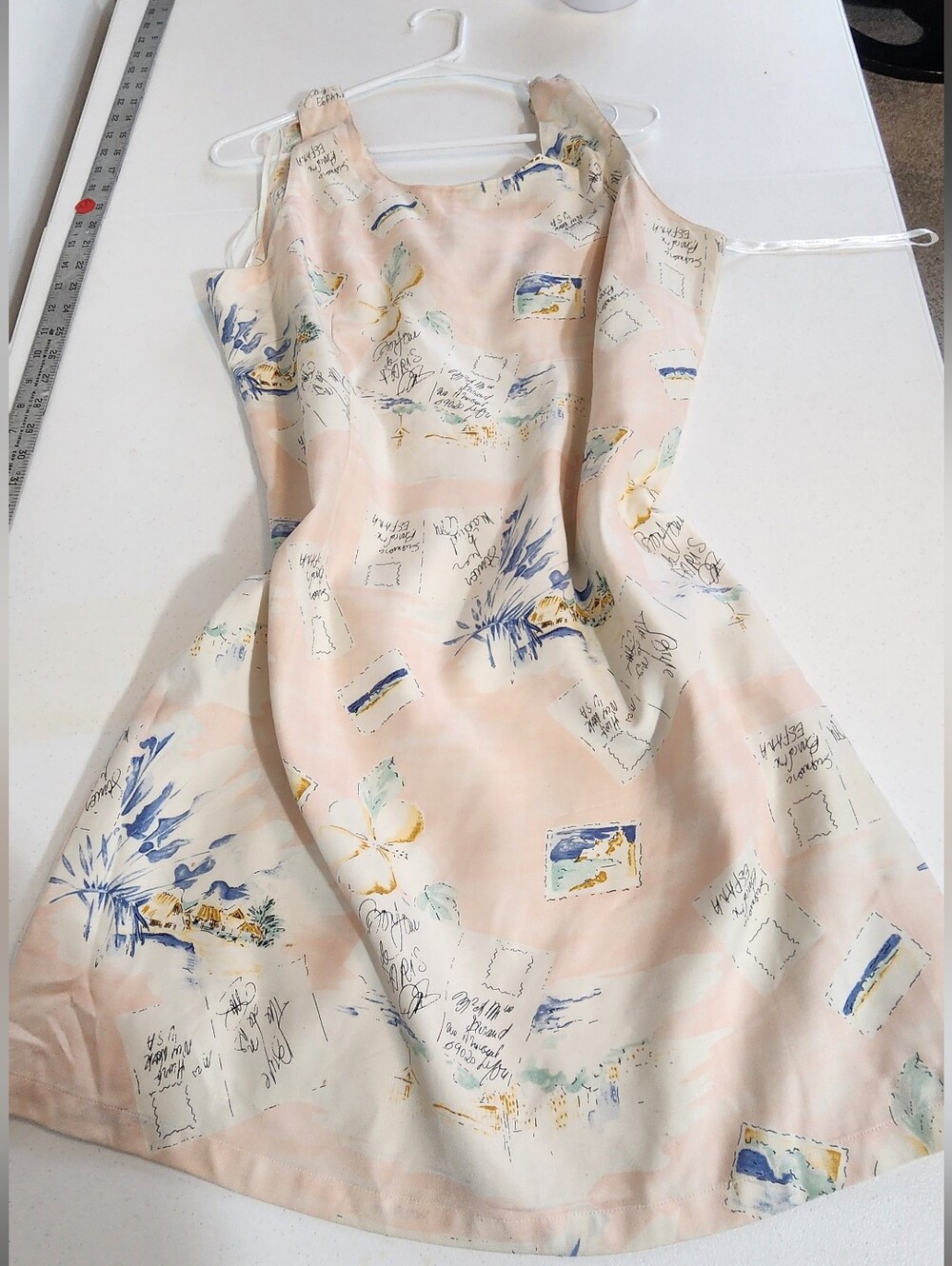 Women’s Pastel Pink Floral Print Sleeveless Dress 100%silk